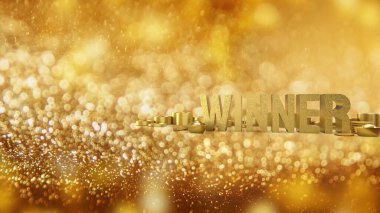 Altın Arkaplan 3D oluşturma üzerine kazanan metin