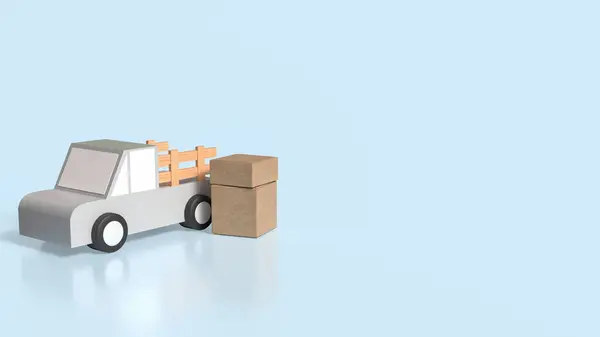 stock image Van truck and box for transport concept 3d rendering.