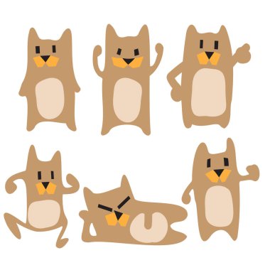 Çıkartma veya pul konsepti için ayı çizim biçimi