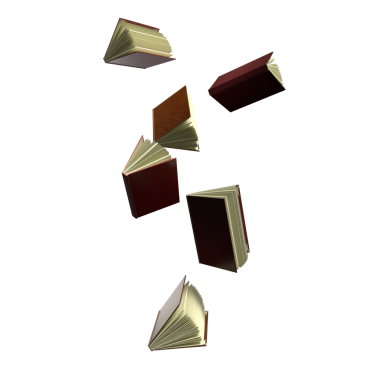 Kitap, eğitim ya da kütüphane kavramının 3D yorumlanması için havaya düşer.