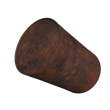 Yiyecek veya sağlık konsepti için Rusty Can metali 3D.