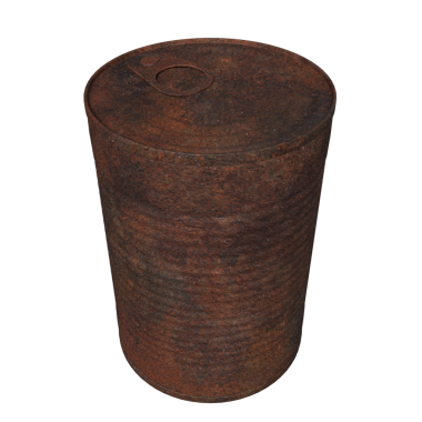 Yiyecek veya sağlık konsepti için Rusty Can metali 3D.