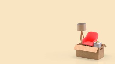 İç tasarım için mobilya ya da ev dekorasyonu konsepti 3d oluşturma.