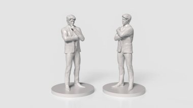 Beyaz arka planda iki beyaz iş adamı figürü 3D görüntüleme.