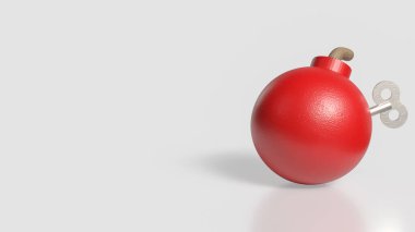 Red Bomb on white background for crisis or war concept 3d rendering.  clipart