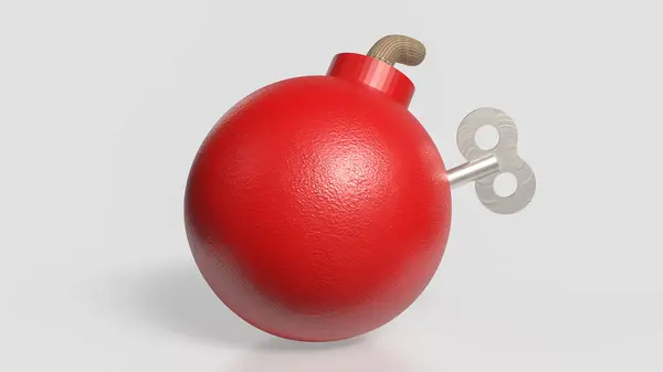 stock image Red Bomb on white background for crisis or war concept 3d rendering. 