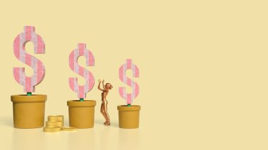 İşletme konsepti 3D sunumunda Dolar Sembolü.