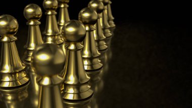 İş Dünyası 3D görüntüleme için Siyah Arkaplan 'da altın satranç