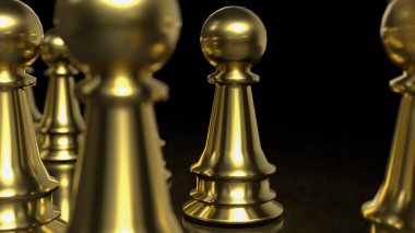 İş Dünyası 3D görüntüleme için Siyah Arkaplan 'da altın satranç