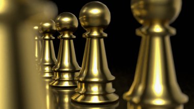 İş Dünyası 3D görüntüleme için Siyah Arkaplan 'da altın satranç