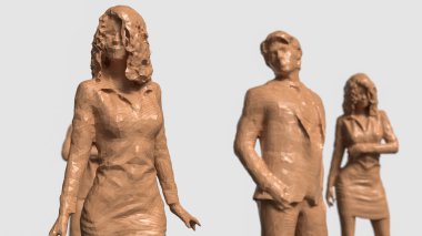 Beyaz arkaplandaki iş tahtası figürü 3d oluşturma.