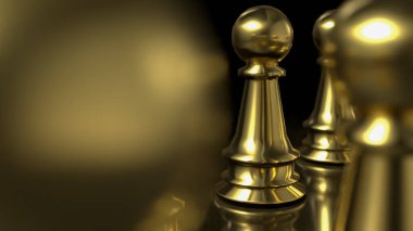 İş Dünyası 3D görüntüleme için Siyah Arkaplan 'da altın satranç