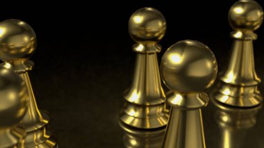 İş Dünyası 3D görüntüleme için Siyah Arkaplan 'da altın satranç