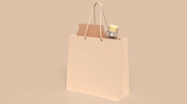  Yiyecek ya da promosyon konsepti için alışveriş torbası hazırlama 3D