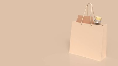  Yiyecek ya da promosyon konsepti için alışveriş torbası hazırlama 3D