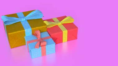 Kutlama için hediye kutusu ya da 3D tatil konsepti. Bu Adobe Boyutu ve Blender 3d programı tarafından oluşturulan bir resim..