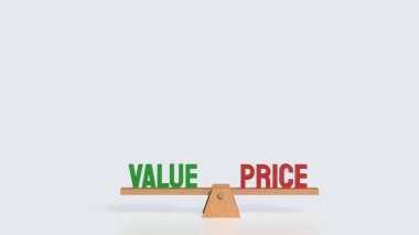 İş konsepti 3D oluşturma için fiyat ve değer metni.