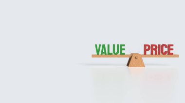 İş konsepti 3D oluşturma için fiyat ve değer metni.