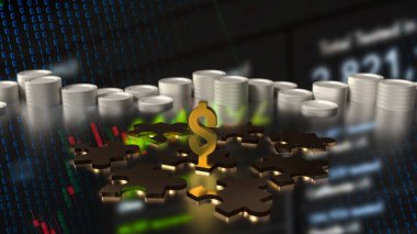 İş 3D görüntüleme için dolar sembolü ve yapboz.