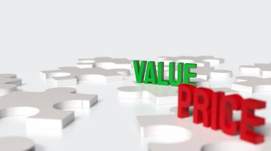 İş konsepti 3D oluşturma için fiyat ve değer metni.