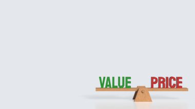 İş konsepti 3D oluşturma için fiyat ve değer metni.