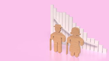 Yaşlılar için ahşap tabaka ana hatları 3D görüntüleme.