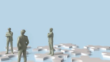 İş konsepti için insan ve bulmaca 3D oluşturma.