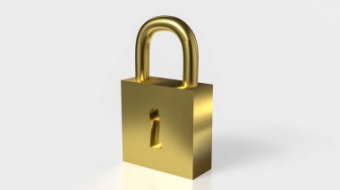 Güvenlik veya İş Konsepti 3D oluşturma için altın kilit.