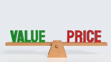 İş konsepti 3D oluşturma için fiyat ve değer metni.