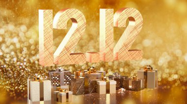 12 numara ve hediye kutusu tanıtımı ya da indirimli konsept 3D yorumlama.