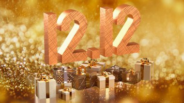 12 numara ve hediye kutusu tanıtımı ya da indirimli konsept 3D yorumlama.