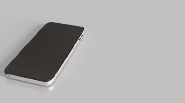 Teknoloji konsepti 3D görüntüleme için beyaz arka plandaki akıllı telefon.