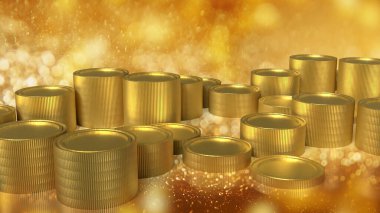 İş konsepti 3D oluşturma için bokeh arkaplanındaki altın paralar.