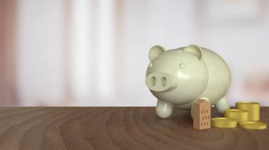 Piggy Bank ve para biriktirme konsepti 3D görüntüleme.