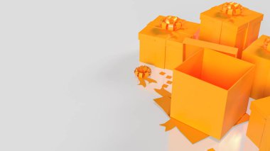 Kutlama için sarı hediye kutusu ya da 3D tatil konsepti.