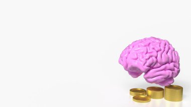 İş Konsepti için beyin ve madeni paralar 3D oluşturma.