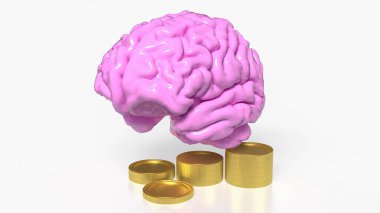 İş Konsepti için beyin ve madeni paralar 3D oluşturma.