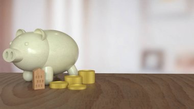 Piggy Bank ve para biriktirme konsepti 3D görüntüleme.