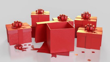 Kutlama için kırmızı hediye kutusu veya 3D sunum konsepti.