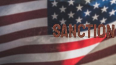 İş konsepti 3D sunumu için Amerika 'ya yaptırım.