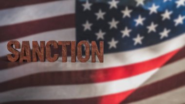 İş konsepti 3D sunumu için Amerika 'ya yaptırım.
