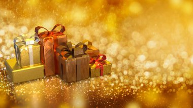Kutlama için hediye kutusu ya da Tatil konsepti 3D yorumlama.