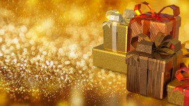 Kutlama için hediye kutusu ya da Tatil konsepti 3D yorumlama.