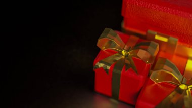 Kutlama için kırmızı hediye kutusu veya 3D sunum konsepti.