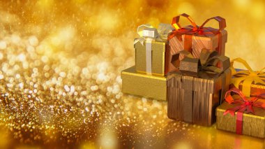 Kutlama için hediye kutusu ya da Tatil konsepti 3D yorumlama.