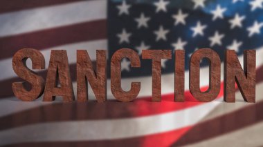 İş konsepti 3D sunumu için Amerika 'ya yaptırım.