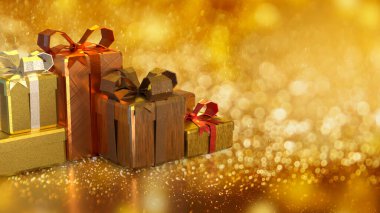 Kutlama için hediye kutusu ya da Tatil konsepti 3D yorumlama.