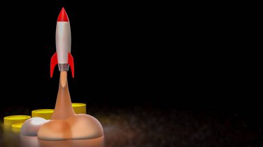 İş için roket ve madeni paralar ya da 3B tasarım konseptini başlat.