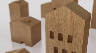 Mülk için ahşap ev ya da gayrimenkul konsepti 3D görüntüleme