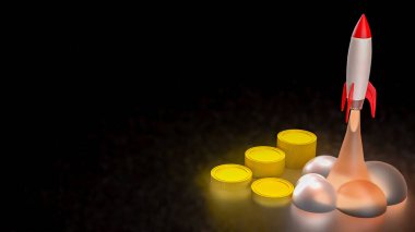 İş için roket ve madeni paralar ya da 3B tasarım konseptini başlat.